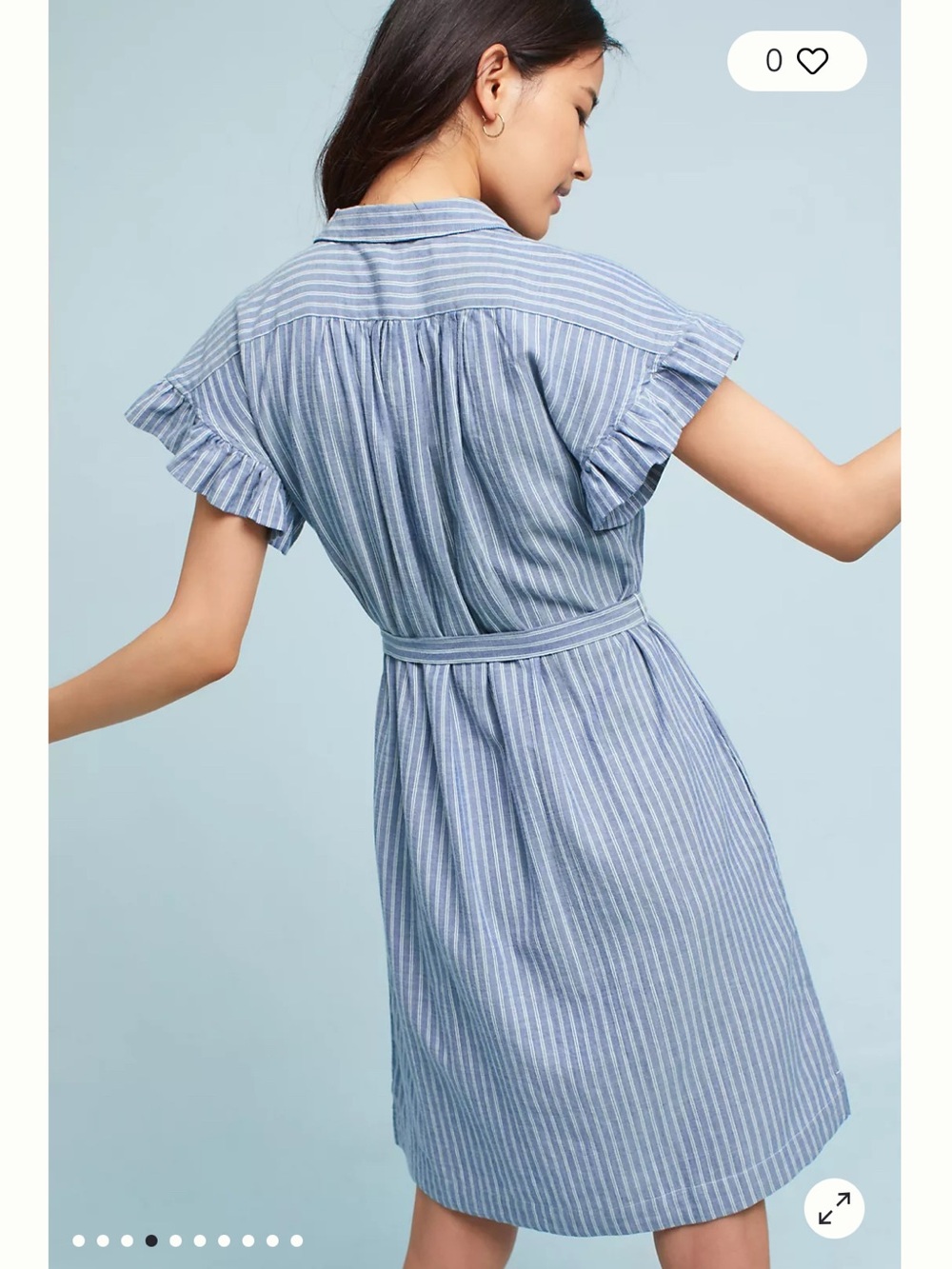 Anthropologie Isabella Sinclair Piper Blue White Stripe Ruffle Sleeve Dress Sz M - Picture 2 of 12